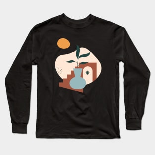 Terracotta Pot - Modern Abstract Art Long Sleeve T-Shirt